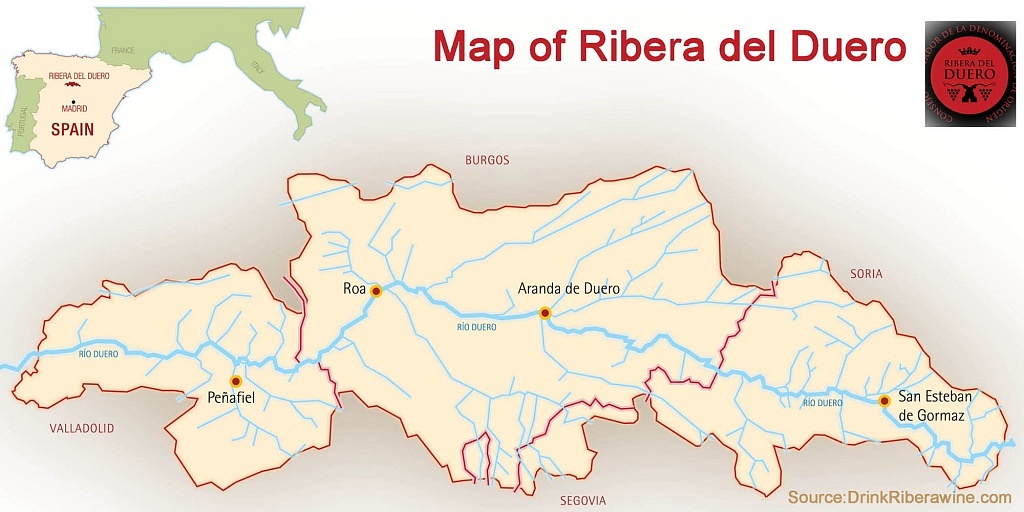 Mapa de Ribera del Duero, Espanha
